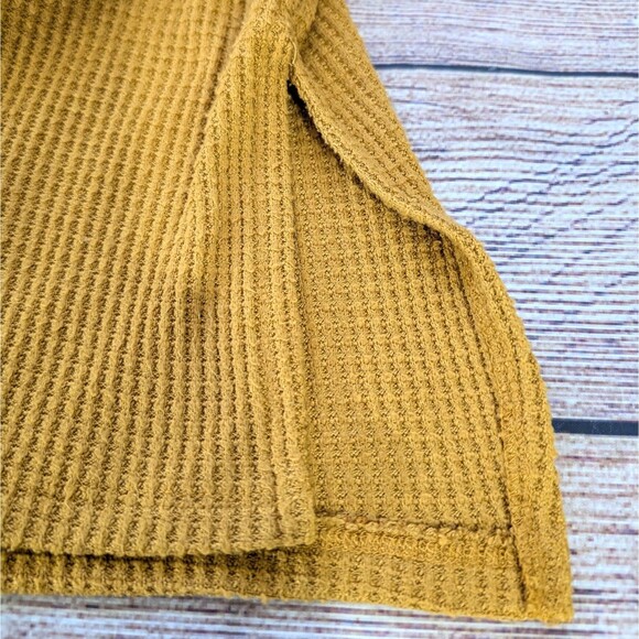 Workshop Republic Women's Top 2X Mustard Yellow V-Neck Long Sleeve Waffle Tee - Picture 13 of 13